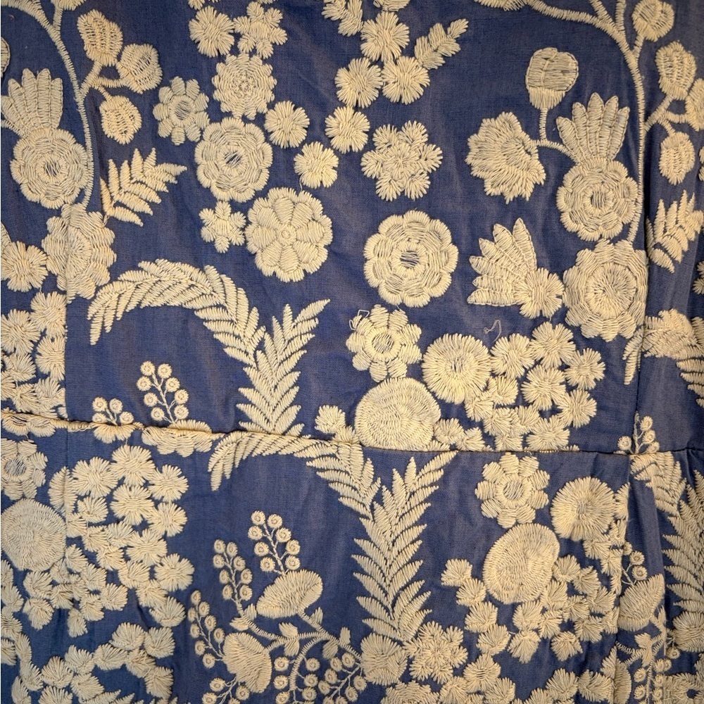 EDDY Floral Square-Neck Sundress in Navy and Cream - Picture 2 of 4